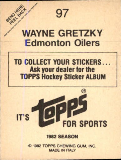 1982-83 Topps Stickers #97 Wayne Gretzky back image