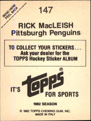 1982-83 Topps Stickers #147 Rick MacLeish back image