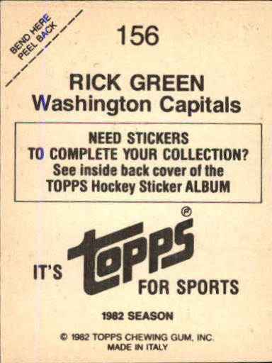 1982-83 Topps Stickers #156 Rick Green back image