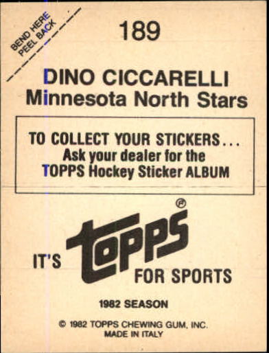 1982-83 Topps Stickers #189 Dino Ciccarelli back image
