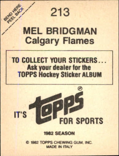 1982-83 Topps Stickers #213 Mel Bridgman back image