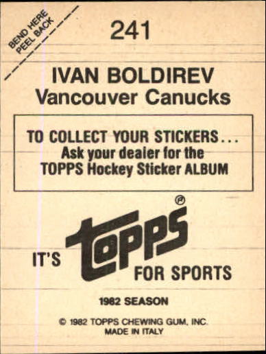1982-83 Topps Stickers #241 Ivan Boldirev back image