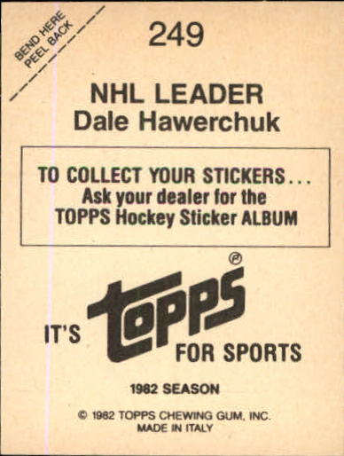 1982-83 Topps Stickers #249 Dale Hawerchuk back image