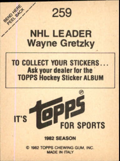 1982-83 Topps Stickers #259 Wayne Gretzky back image
