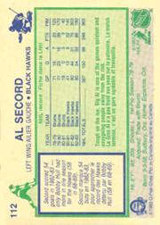 1983-84 O-Pee-Chee #112 Al Secord back image