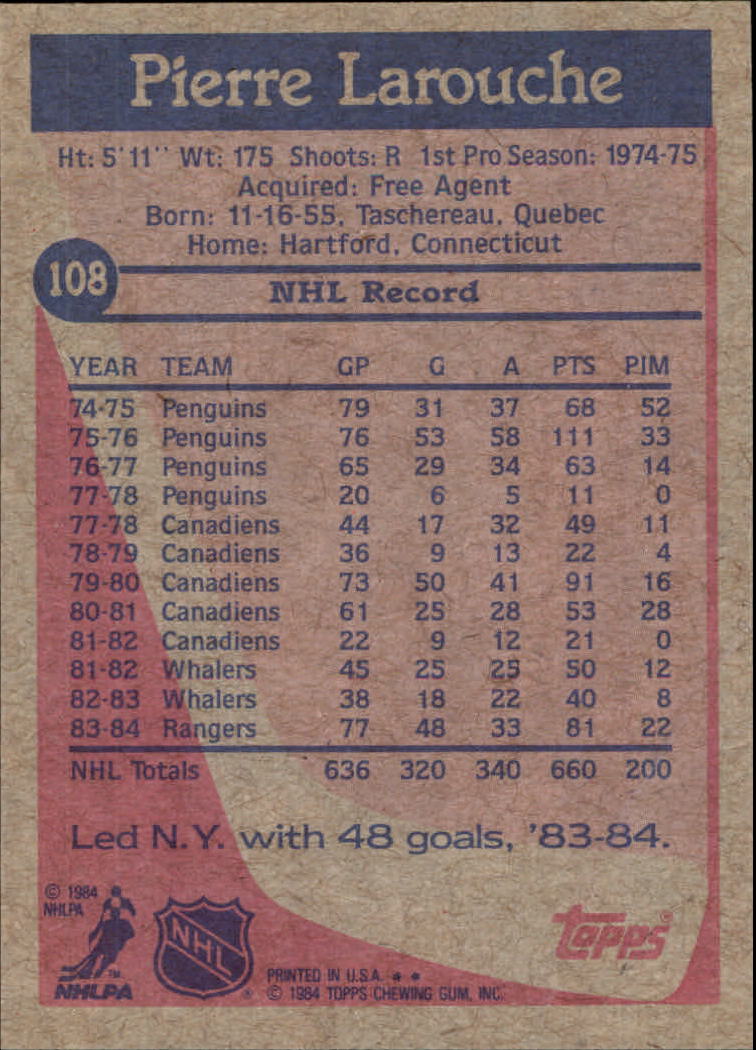 B2090- 1984-85 Topps Hockey Card #s 1-165 +Rookies -You Pick- 15+ FREE US SHIP - Picture 251 of 339