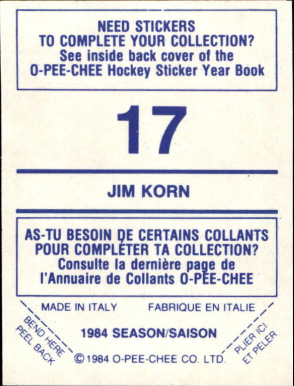 A0150- 1984-85 O Pee Chee Sticker Hk Karten 1-292 -du Pick- 15 + Gratis US - Bild 21 von 419