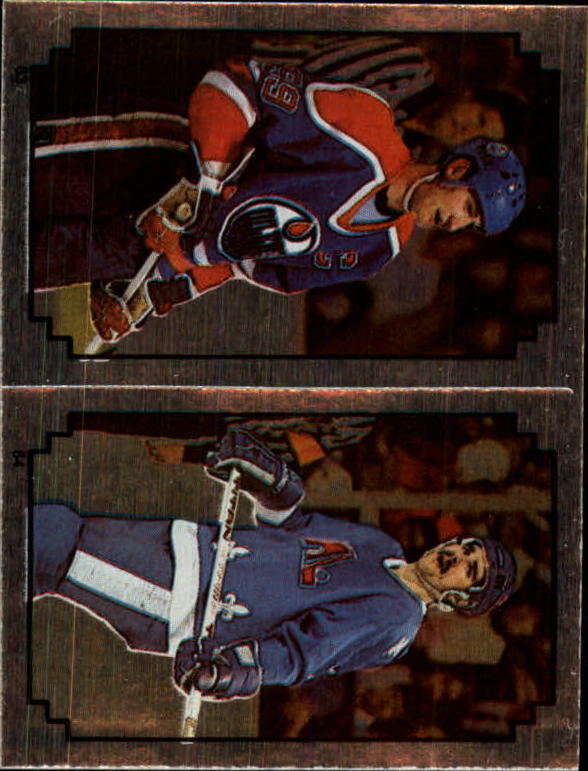 1984-85 O-Pee-Chee Stickers #63 Wayne Gretzky FOIL/ 64. Michel Goulet FOIL