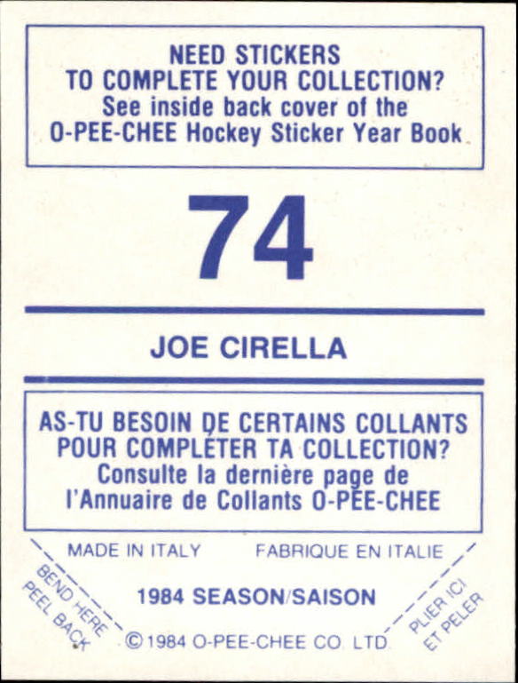 A0150- 1984-85 O Pee Chee Sticker Hk Karten 1-292 -du Pick- 15 + Gratis US - Bild 111 von 419