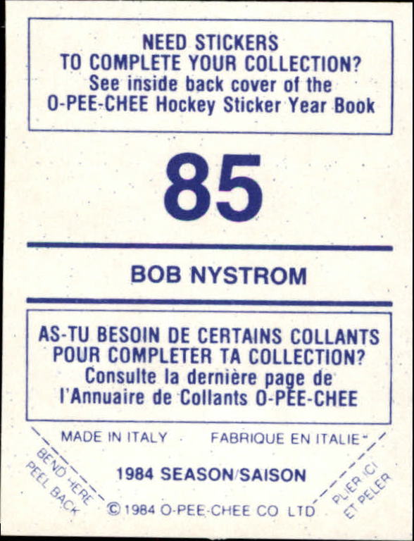 A0150- 1984-85 O Pee Chee Sticker Hk Karten 1-292 -du Pick- 15 + Gratis US - Bild 129 von 419