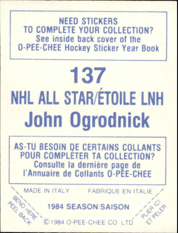 A0150- 1984-85 O Pee Chee Sticker Hk Karten 1-292 -du Pick- 15 + Gratis US - Bild 219 von 419