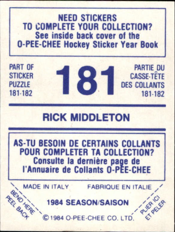 A0150- 1984-85 O Pee Chee Sticker Hk Karten 1-292 -du Pick- 15 + Gratis US - Bild 287 von 419
