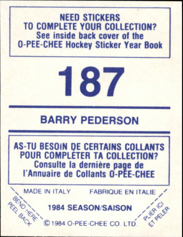 A0150- 1984-85 O Pee Chee Sticker Hk Karten 1-292 -du Pick- 15 + Gratis US - Bild 297 von 419