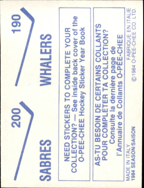 A0150- 1984-85 O Pee Chee Sticker Hk Karten 1-292 -du Pick- 15 + Gratis US - Bild 303 von 419