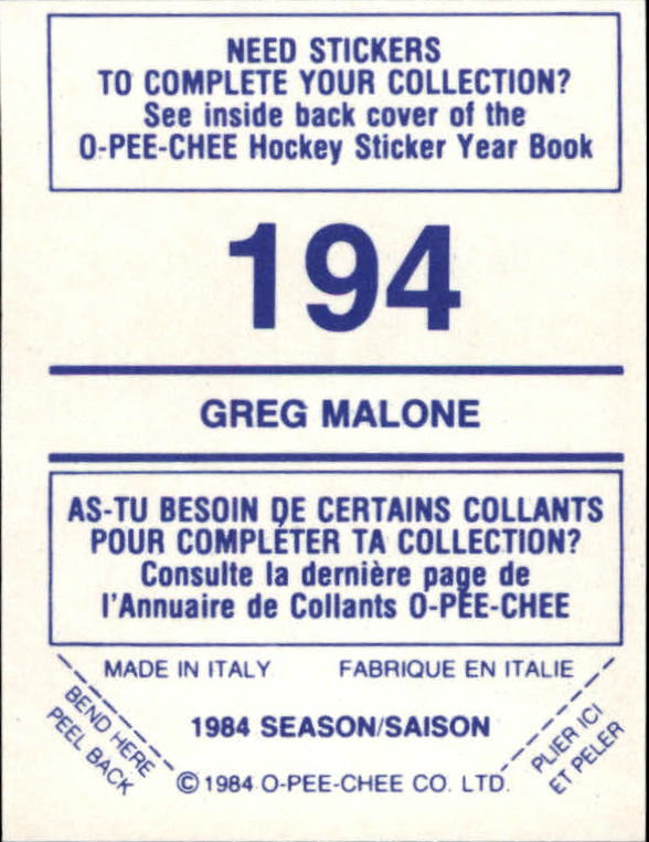 A0150- 1984-85 O Pee Chee Sticker Hk Karten 1-292 -du Pick- 15 + Gratis US - Bild 311 von 419