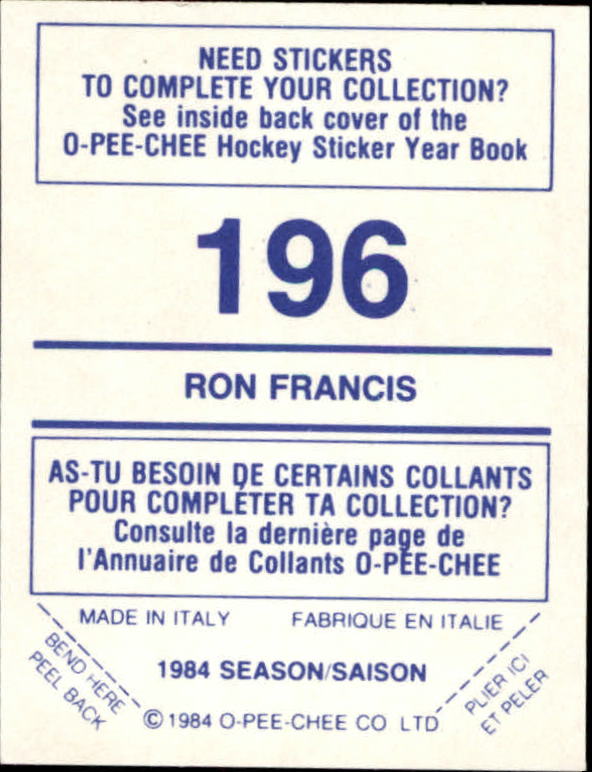 A0150- 1984-85 O Pee Chee Sticker Hk Karten 1-292 -du Pick- 15 + Gratis US - Bild 315 von 419