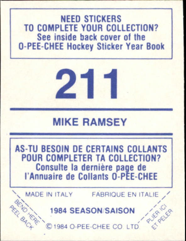 A0150- 1984-85 O Pee Chee Sticker Hk Karten 1-292 -du Pick- 15 + Gratis US - Bild 335 von 419