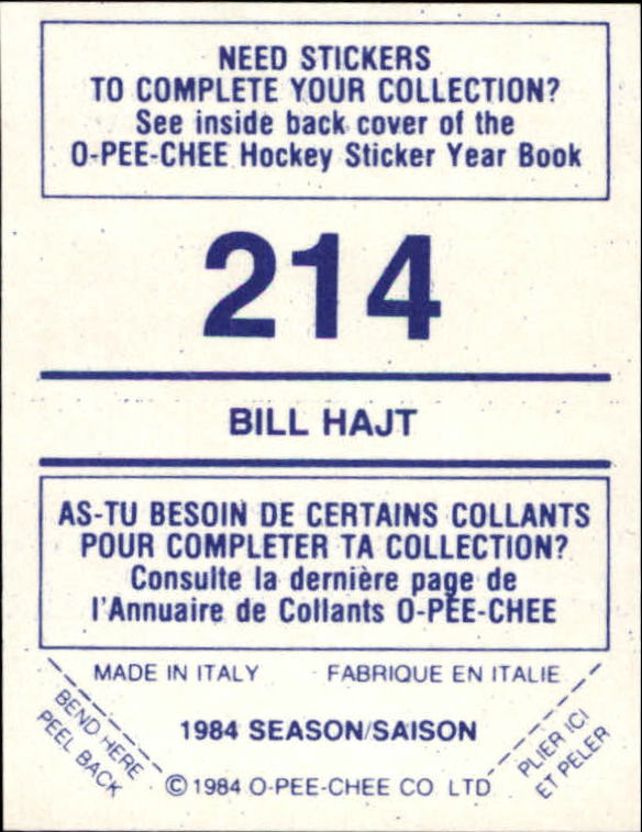 A0150- 1984-85 O Pee Chee Sticker Hk Karten 1-292 -du Pick- 15 + Gratis US - Bild 341 von 419