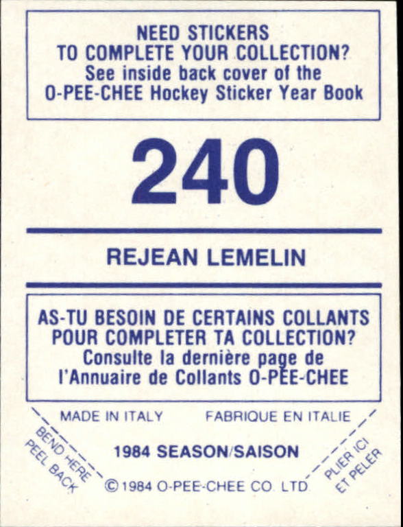 A0150- 1984-85 O Pee Chee Sticker Hk Karten 1-292 -du Pick- 15 + Gratis US - Bild 359 von 419