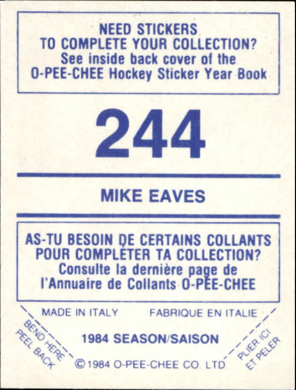 A0150- 1984-85 O Pee Chee Sticker Hk Karten 1-292 -du Pick- 15 + Gratis US - Bild 367 von 419
