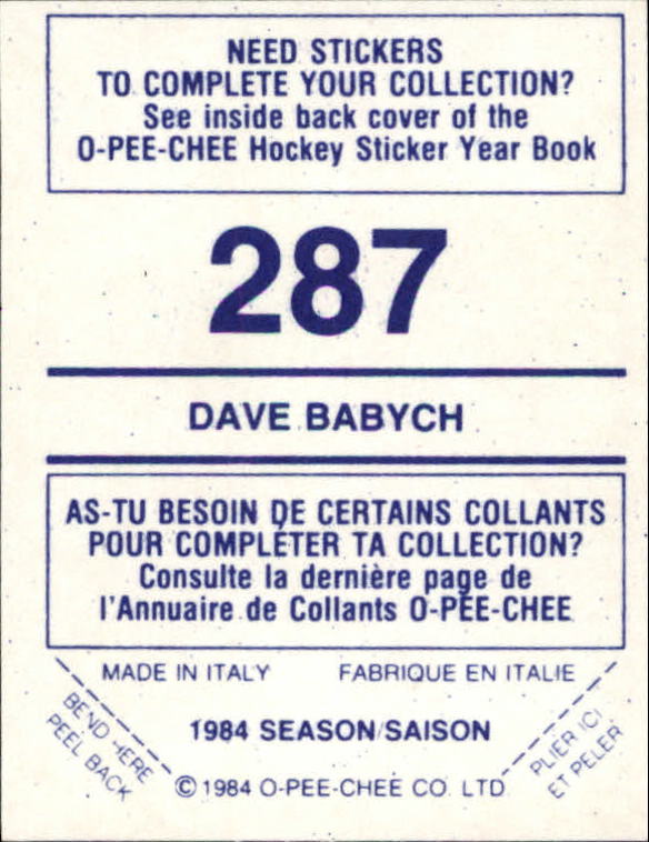 A0150- 1984-85 O Pee Chee Sticker Hk Karten 1-292 -du Pick- 15 + Gratis US - Bild 409 von 419