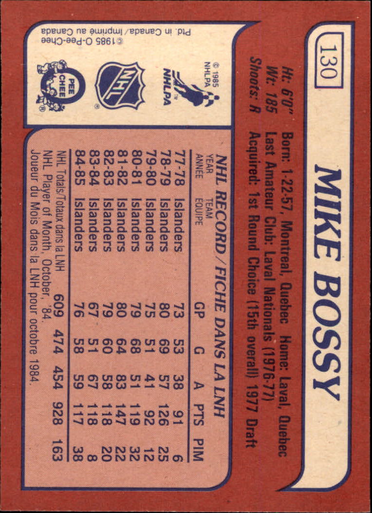 1985-86 O-Pee-Chee #130 Mike Bossy back image