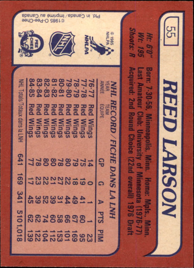 1985-86 Topps #55 Reed Larson back image