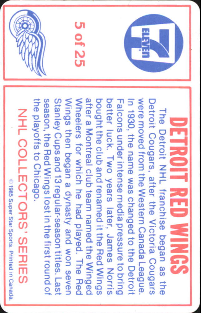 1985-86 7-Eleven Credit Cards #5 Ron Duguay/Steve Yzerman back image