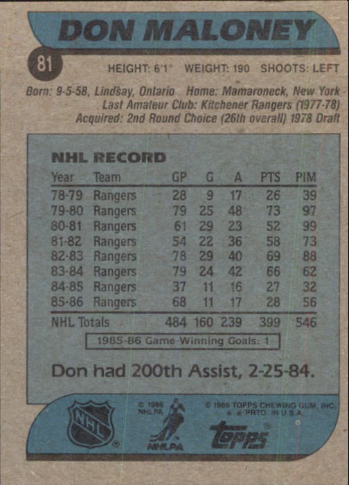 B1059- 1986-87 Topps Hockey Card #s 1-198 +Inserts -You Pick- 15+ FREE US SHIP - Picture 103 of 392