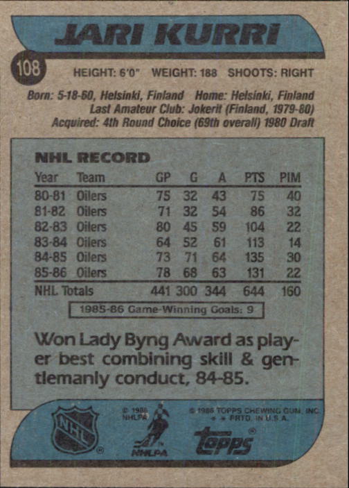 B1059- 1986-87 Topps Hockey Card #s 1-198 +Inserts -You Pick- 15+ FREE US SHIP - Picture 362 of 392