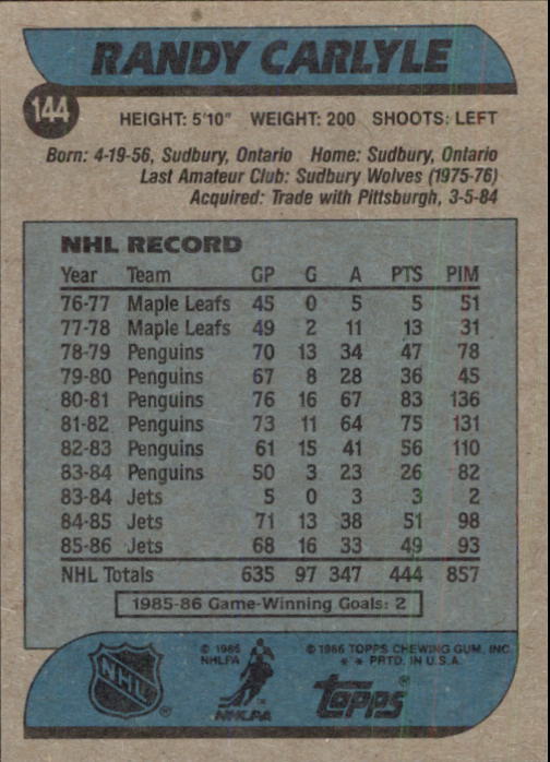 B1059- 1986-87 Topps Hockey Card #s 1-198 +Inserts -You Pick- 15+ FREE US SHIP - Picture 183 of 392
