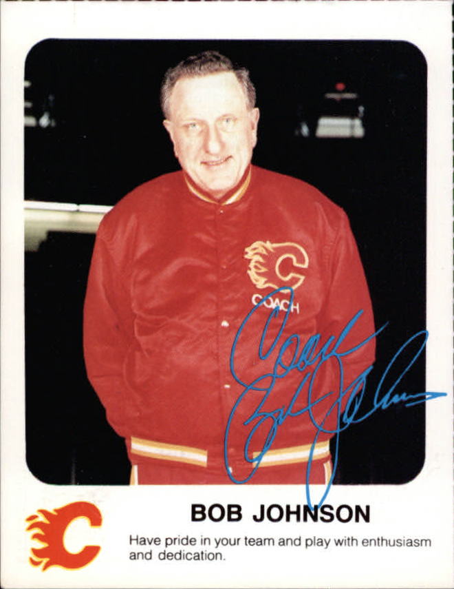 1986-87 Flames Red Rooster #8 Bob Johnson CO