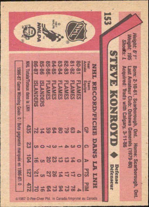 1987-88 O Pee Chee Hk Karten 151-264 + Rookies A3213 - You Pick - 15 + Gratis - Bild 7 von 229