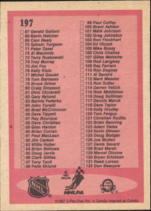 1987-88 O Pee Chee Hk Karten 151-264 + Rookies A3213 - You Pick - 15 + Gratis - Bild 207 von 229
