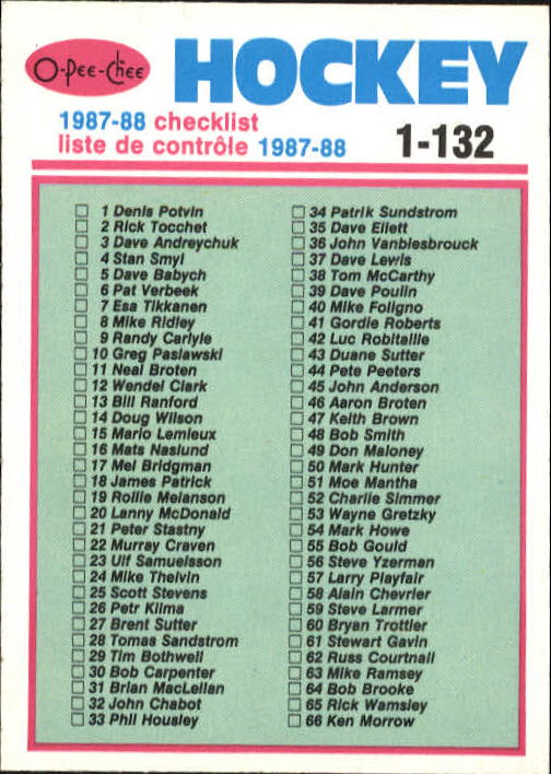 1987-88 O Pee Chee Hk Karten 151-264 + Rookies A3213 - You Pick - 15 + Gratis - Bild 206 von 229