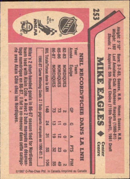 1987-88 O Pee Chee Hk Karten 151-264 + Rookies A3213 - You Pick - 15 + Gratis - Bild 157 von 229