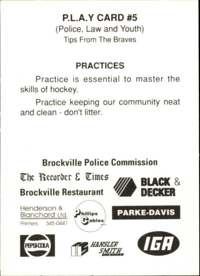 1988-89 Brockville Braves #5 Mac MacLean CO/GM back image