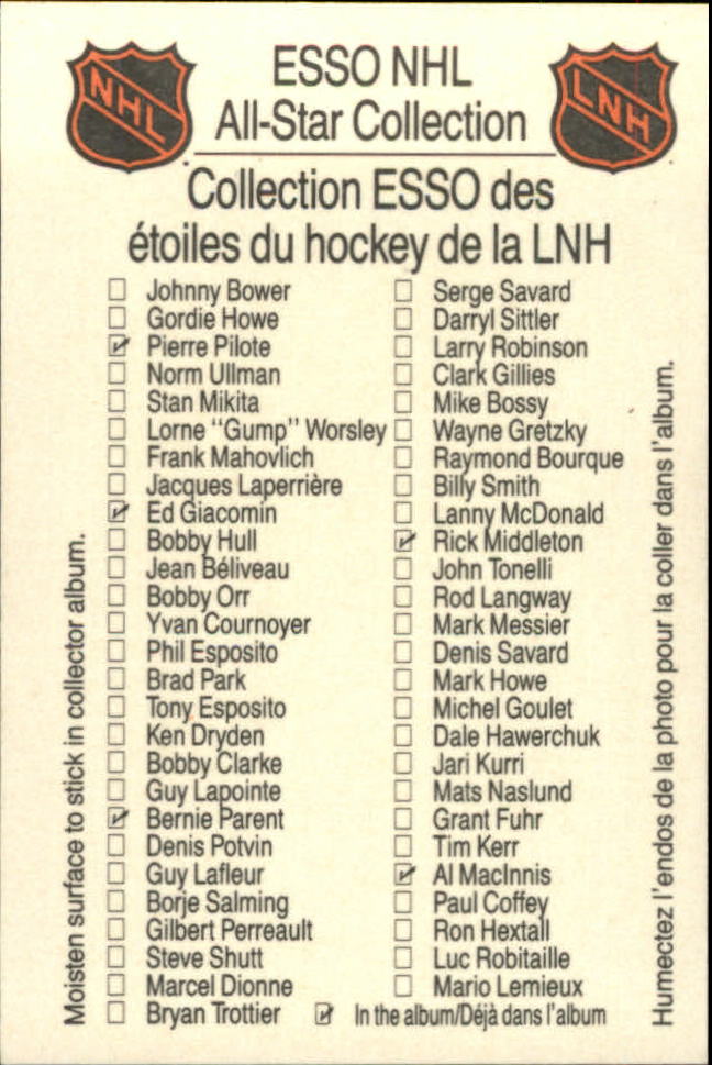 1988-89 Esso All-Stars #12 Grant Fuhr back image