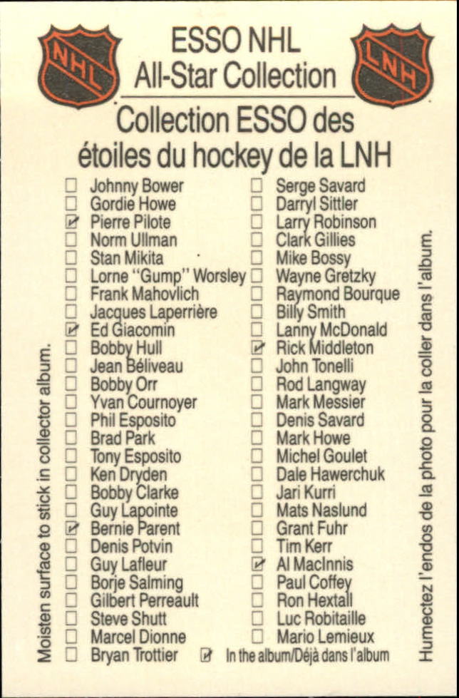 1988-89 Esso All-Stars #15 Wayne Gretzky back image