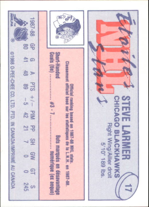 1988-89 O-Pee-Chee Minis #17 Steve Larmer back image