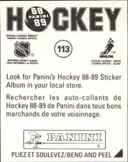 1988-89 Panini Stickers #113 Blues Team RH back image