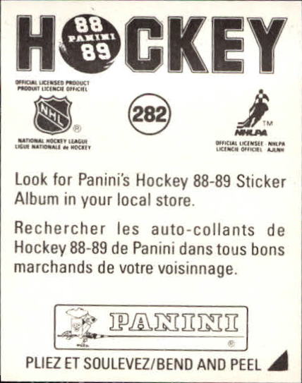 1988-89 Panini Stickers #282 Islanders Uniform back image