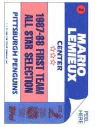 1988-89 Topps Sticker Inserts #2 Mario Lemieux back image