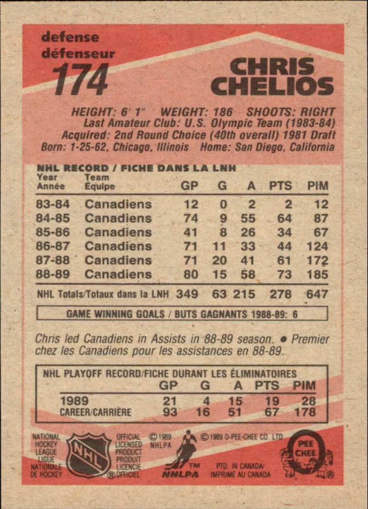 1989-90 O-Pee-Chee #174 Chris Chelios back image