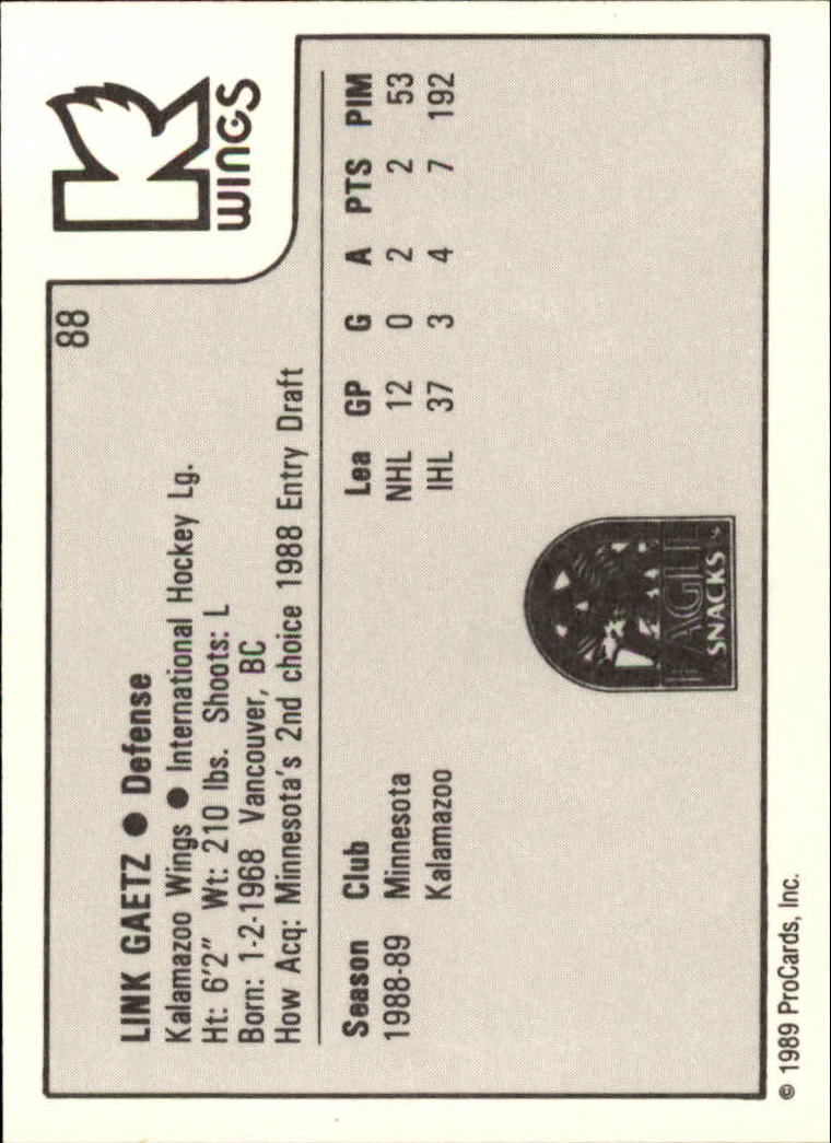 1989-90 ProCards IHL #88 Link Gaetz - NM-MT
