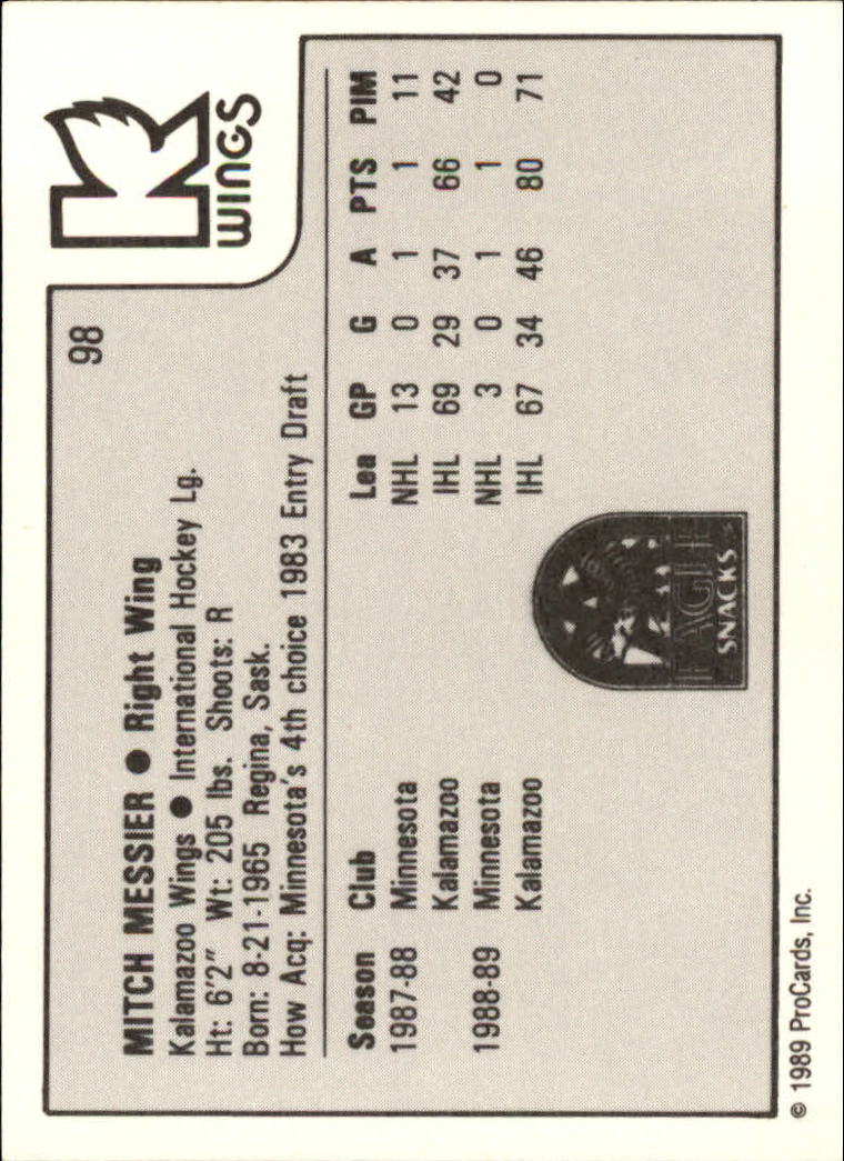 1989-90 ProCards IHL #98 Mitch Messier back image