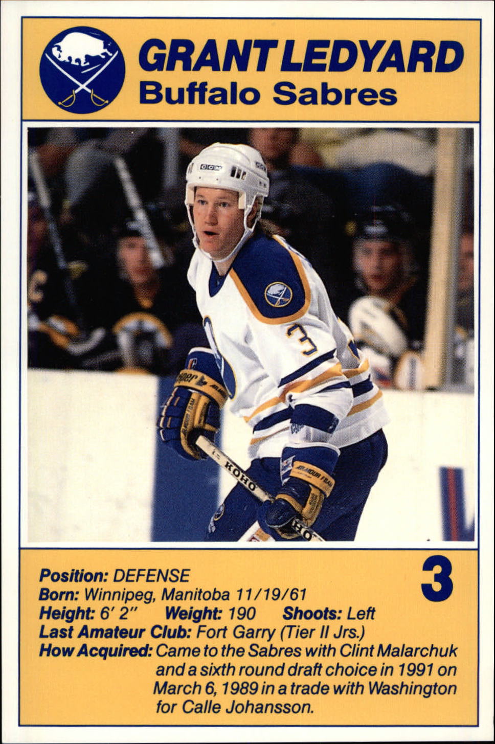 Buffalo Sabres 1989-90 Blue Shield Postcards Hockey Card Checklist