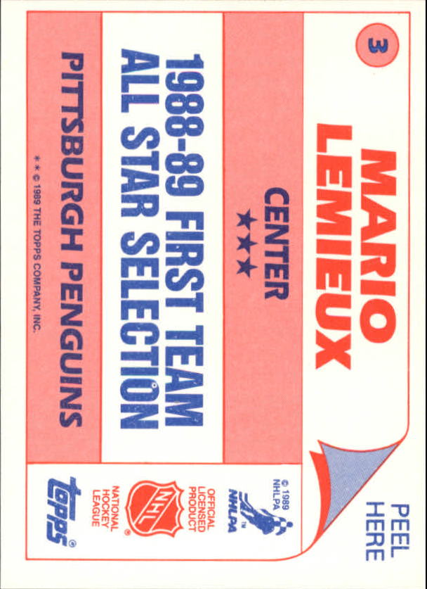 1989-90 Topps Sticker Inserts #3 Mario Lemieux back image