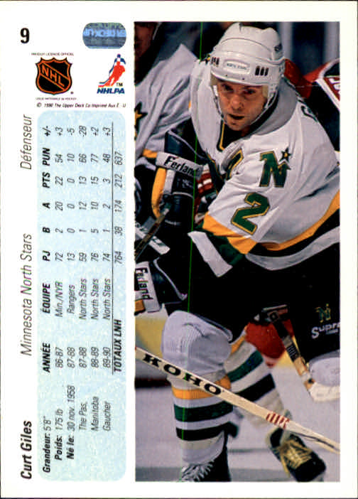 1990-91 Upper Deck French #9 Curt Giles back image