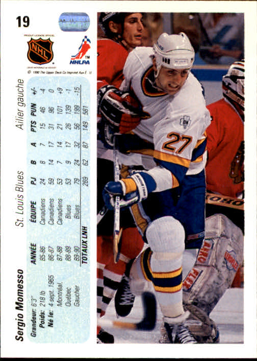 1990-91 Upper Deck French #19 Sergio Momesso RC back image